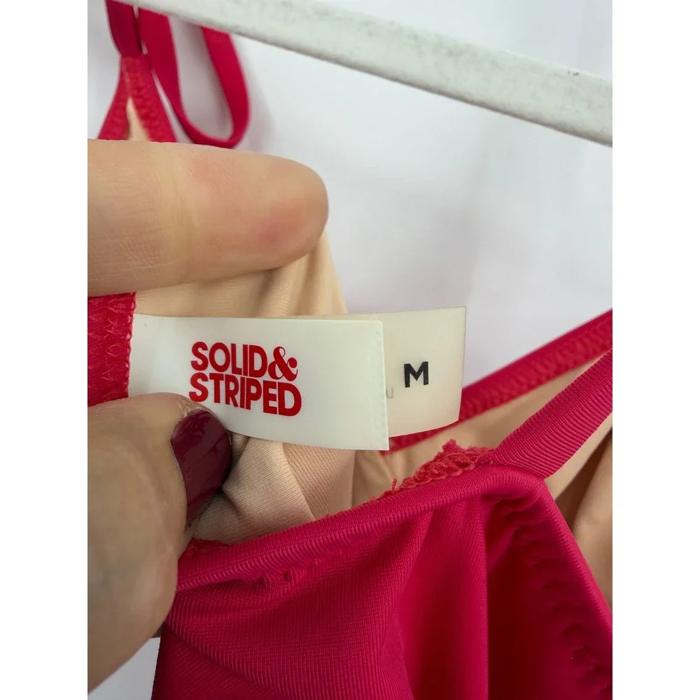 Solid & Striped The Olympia One‎ Piece Swimsuit Womens Size M Pink Tie Shoulder